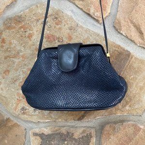 Navy Blue Leather Crossbody Bag